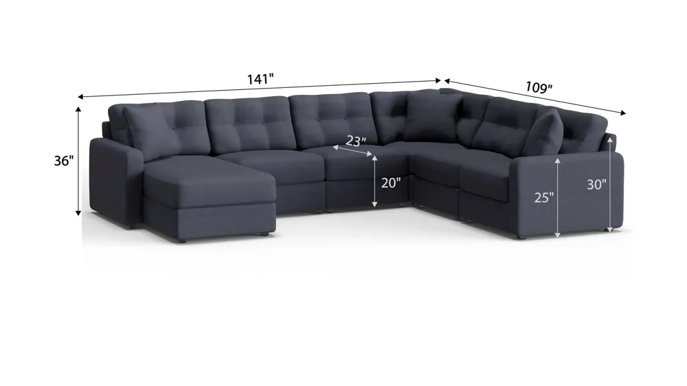 ModularOne 6-pc. Sectional Dimensions
