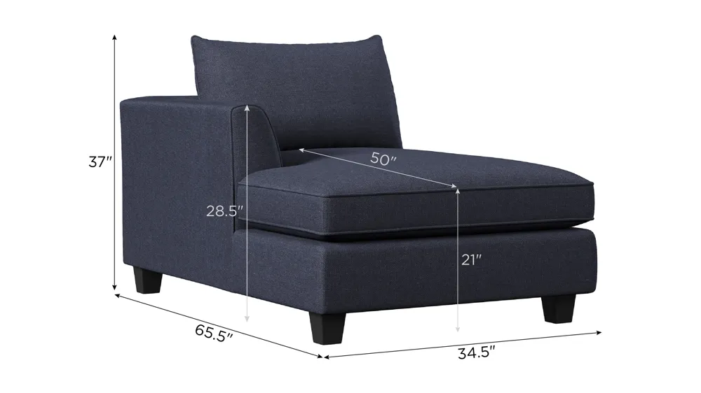 Daine Left Arm Facing Chaise Dimensions