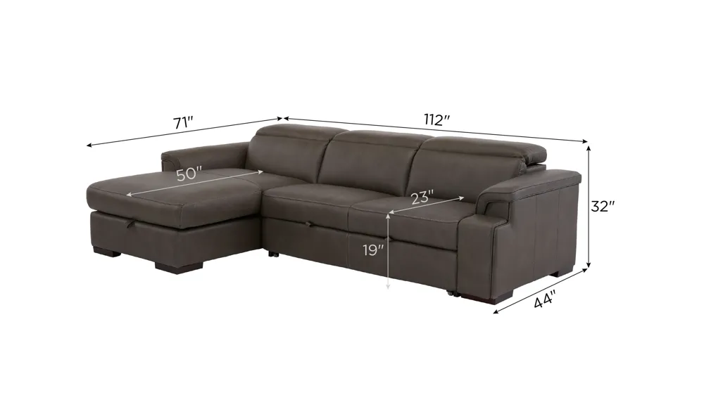 Orion 2-pc. Media Sleeper Sofa Chaise Dimensions