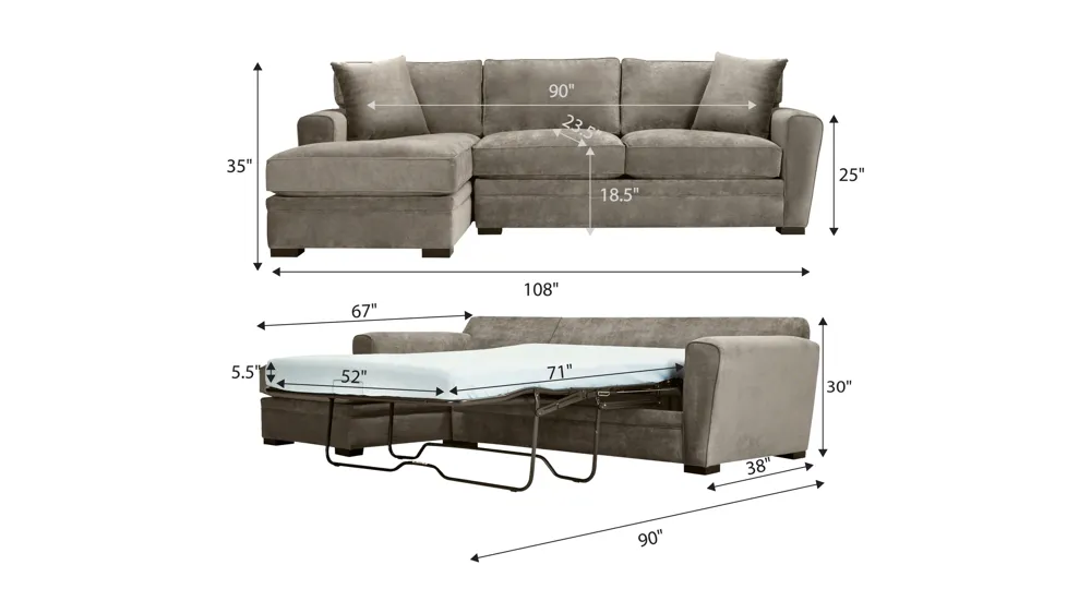 Artemis II 2-pc. Sectional w/ Full Sleeper Dimensions