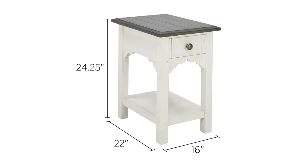 Malia Rectangular Chairside Table Dimensions