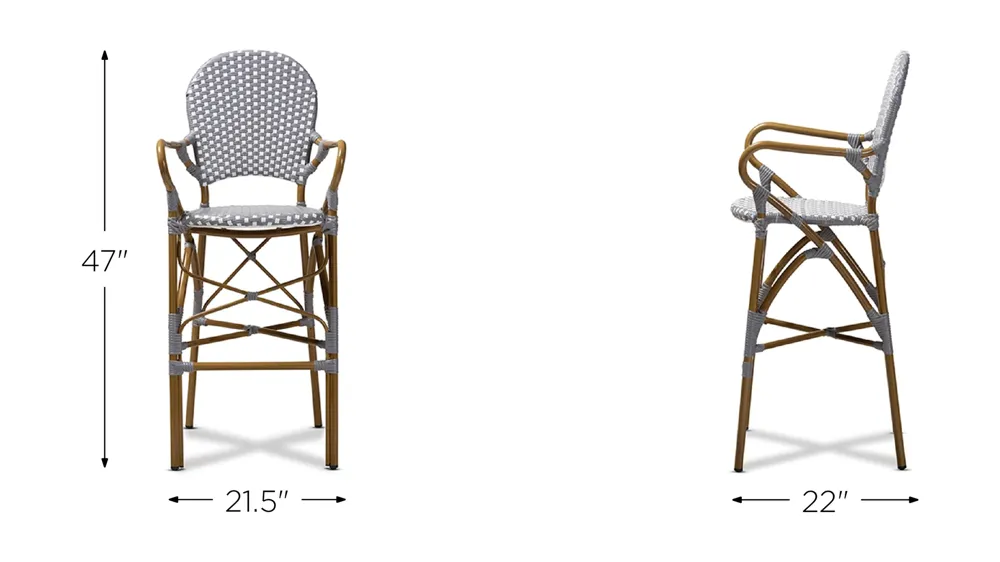 Marguerite Outdoor Stackable Bistro Bar Stool Dimensions