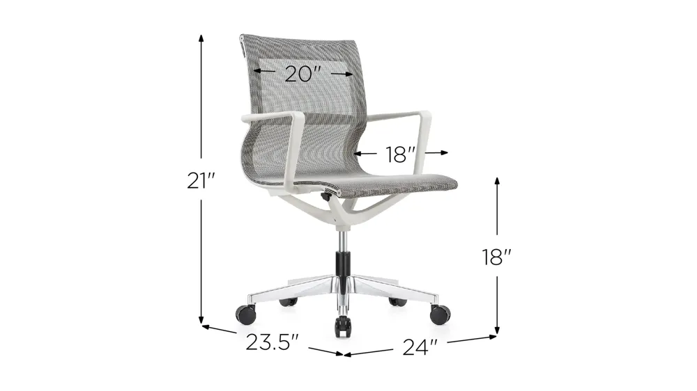 Kinetic White Frame Office Chair with Mesh Back Dimensions