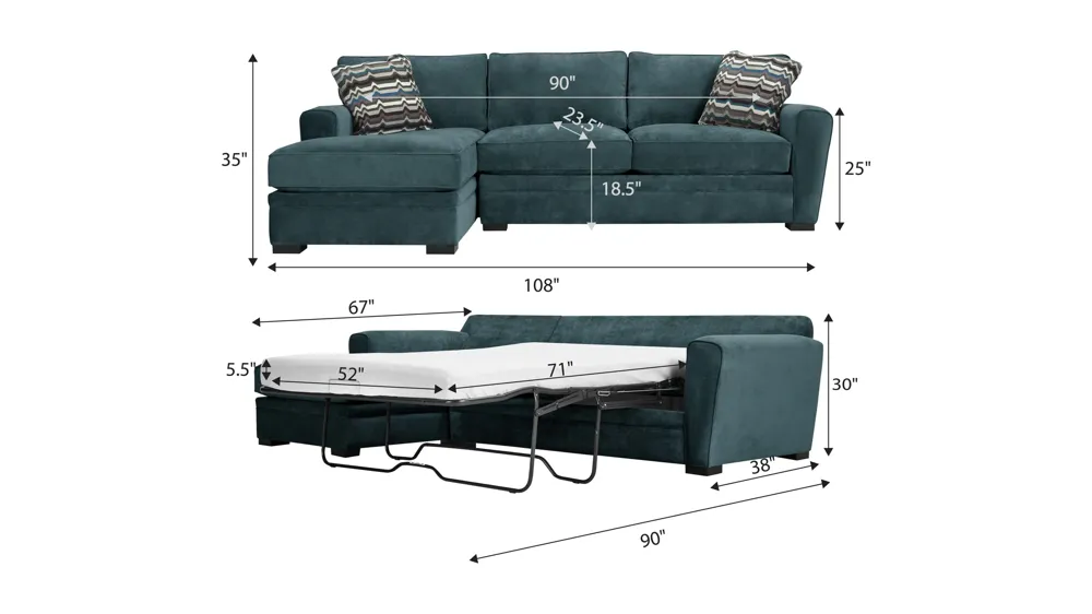 Artemis II 2-pc. Sectional w/ Full Sleeper Dimensions