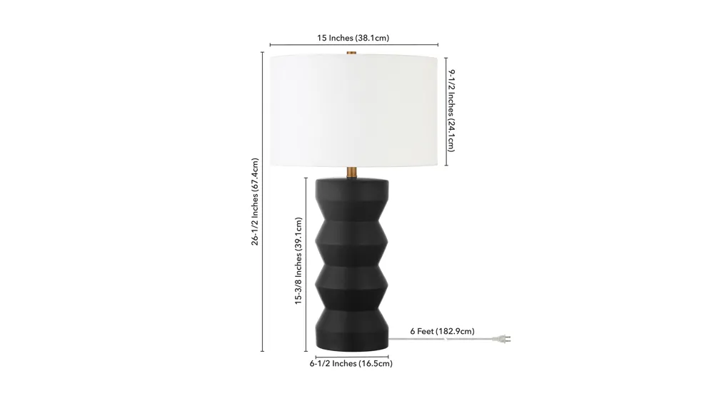 Marion Ribbed Table Lamp Dimensions
