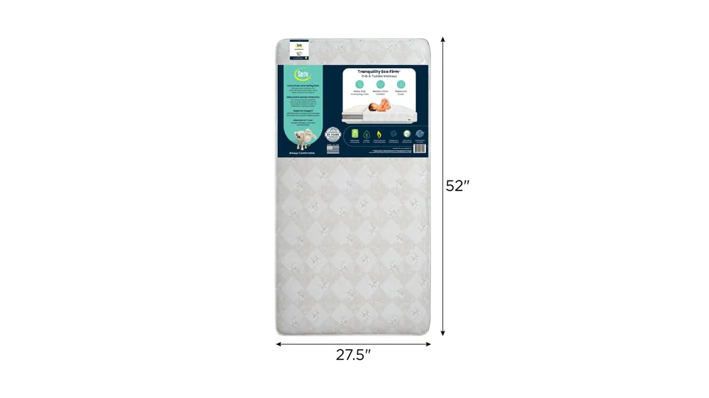 Serta Tranquility Eco Firm 2-Stage Premium Innerspring Crib and Toddler Mattress by Delta Children Dimensions