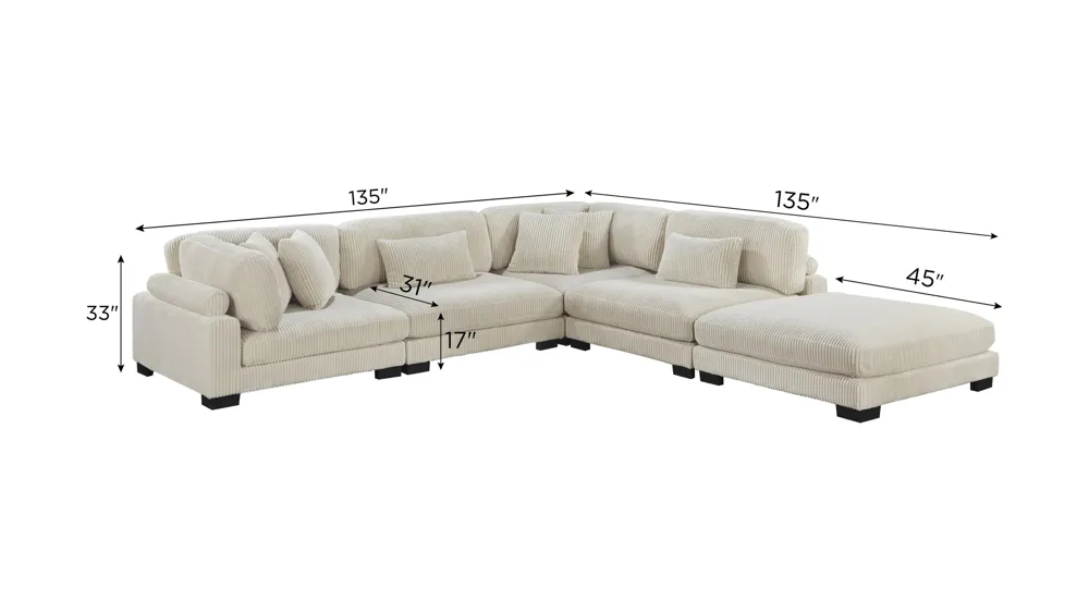 Maverick 5-pc. Sectional Dimensions