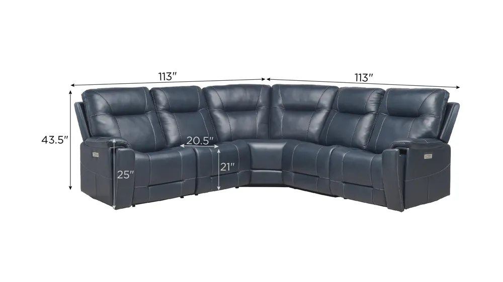 Barnett 5-pc. Power Sectional Dimensions