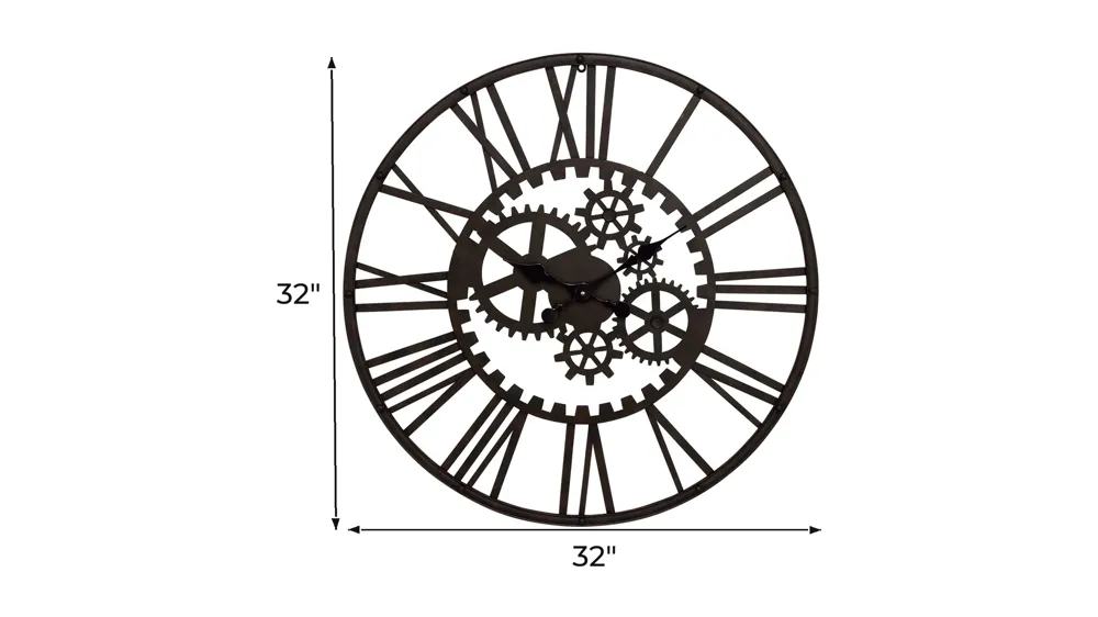 Ivy Collection Garth Industrial Wall Clock Dimensions