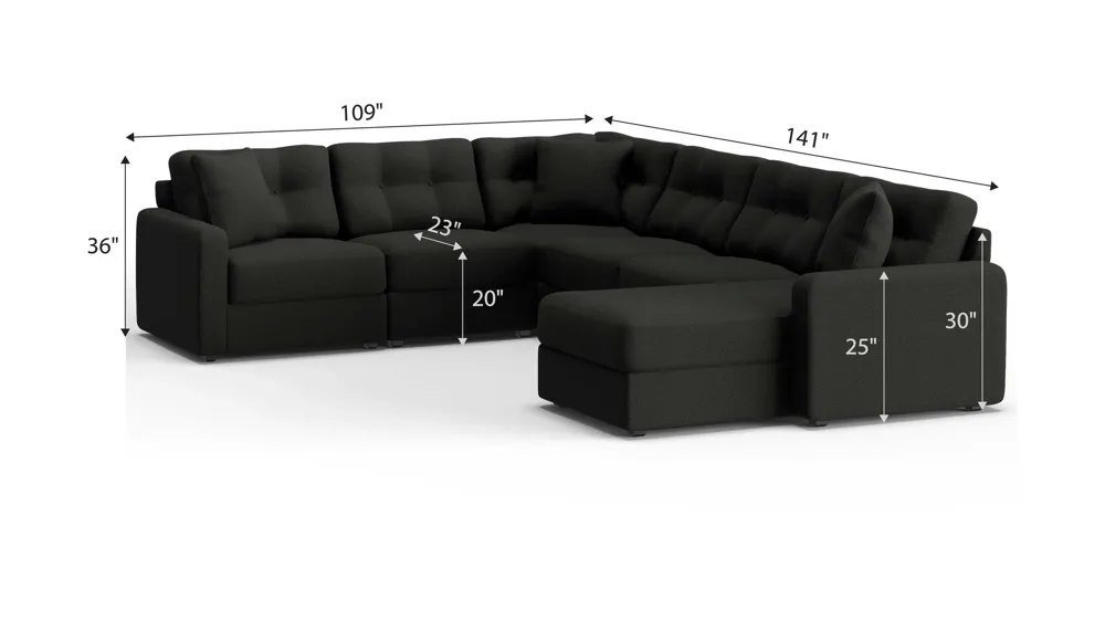 ModularOne 6-pc. Sectional Dimensions