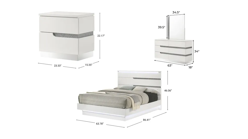 Paradox 4-pc. Bedroom Set Dimensions