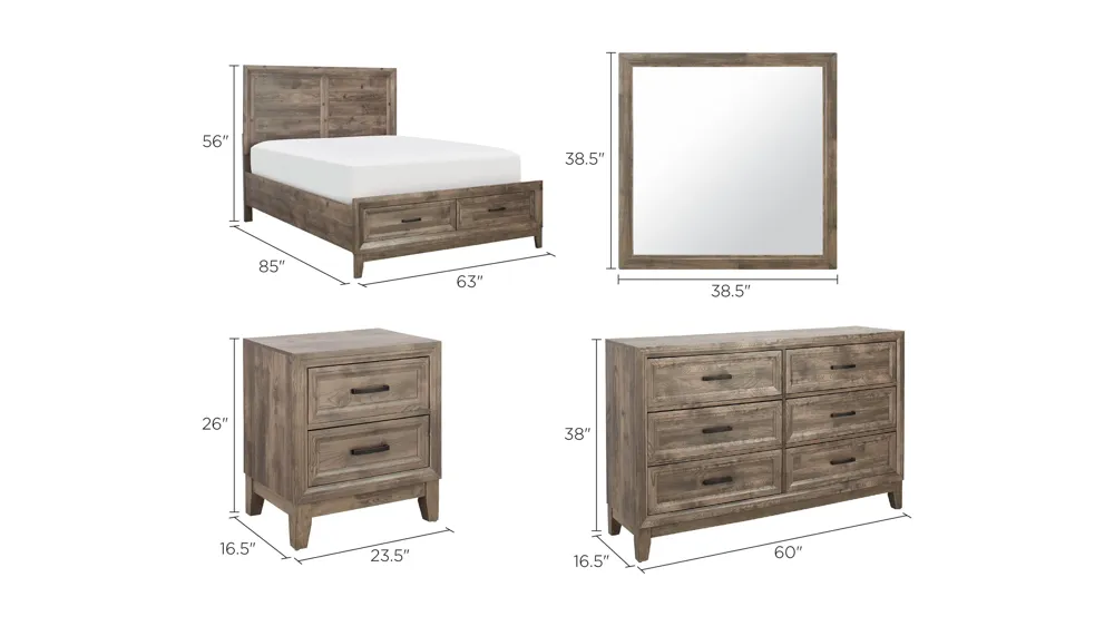 Rayburn 4-pc. Bedroom Set Dimensions