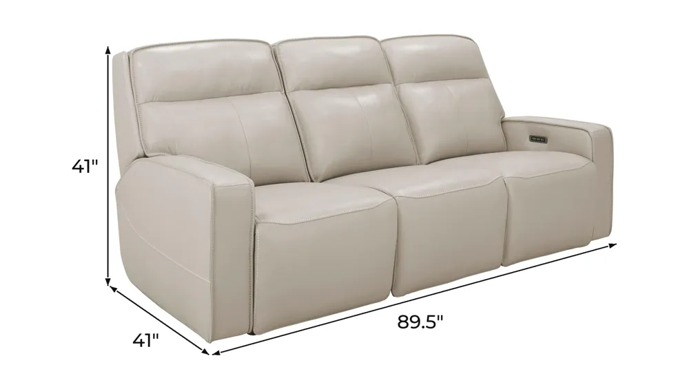 Beckett Power Sofa with Power Headrest and Power Lumbar Dimensions
