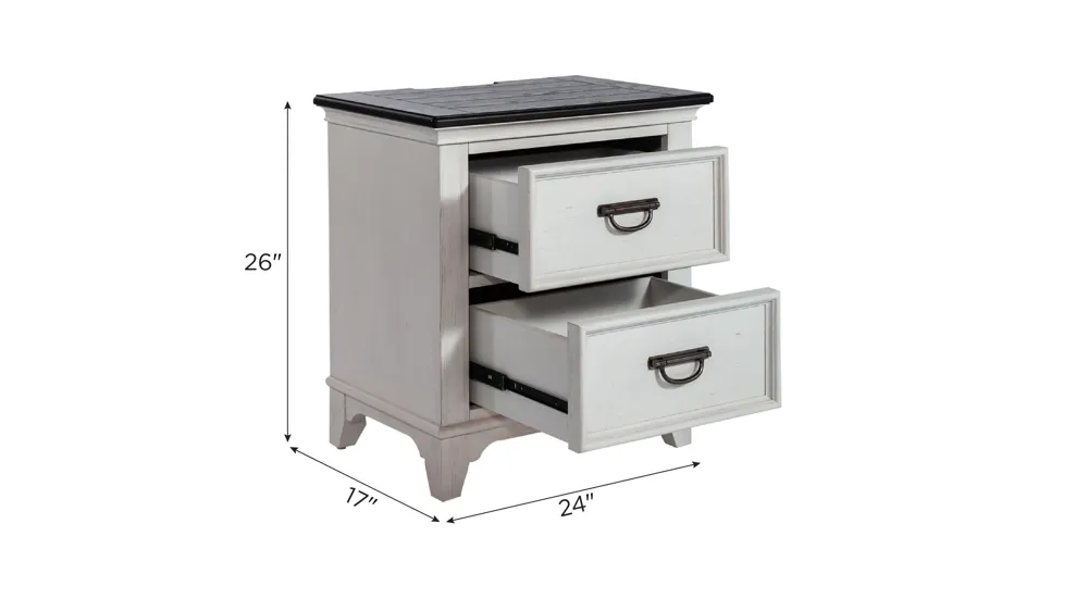 Shelby Small 2 Drawer Nightstand Dimensions