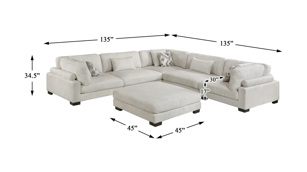 Howerton 6-pc. Modular Sectional with Ottoman Dimensions
