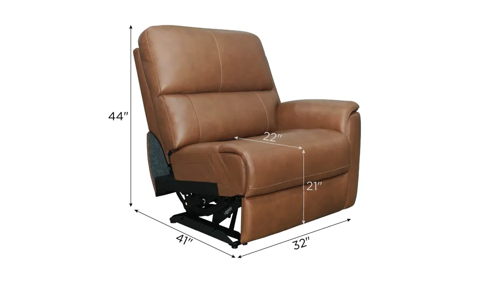 Henrick Triple Power Leather Right Arm Facing Recliner Dimensions