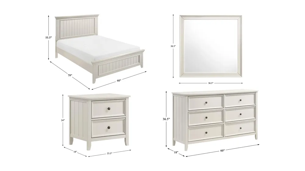 Serena 4pc. Bedroom Set Dimensions