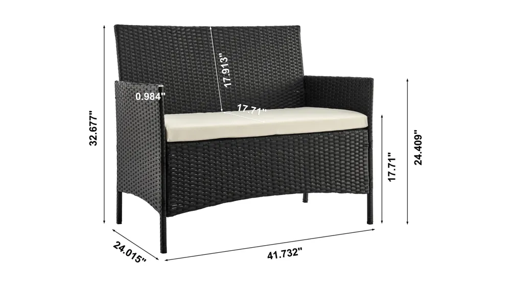 Imperia 4 Pc Outdoor Conversation Patio Set Dimensions