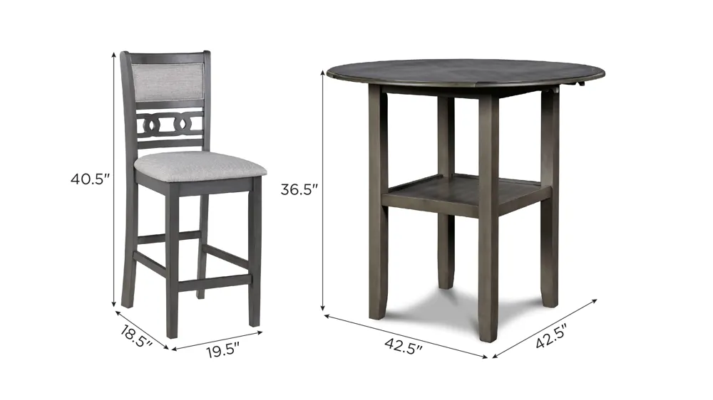 Millie 3-pc. Counter Dining Set Dimensions