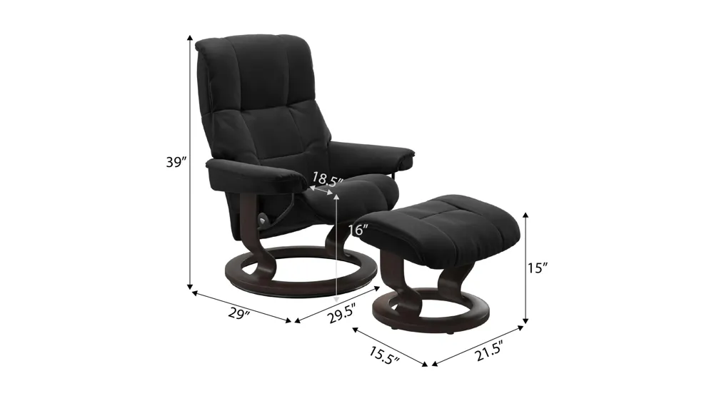 Mayfair Small Classic Chair & Ottoman Dimensions