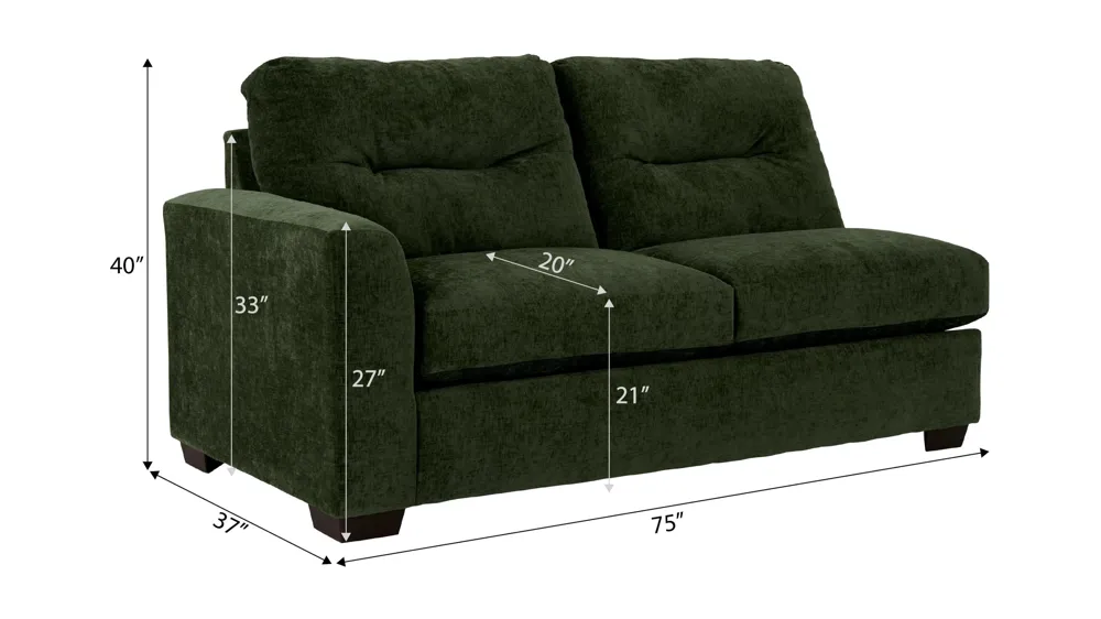 Oliver Left Arm Facing Loveseat Dimensions