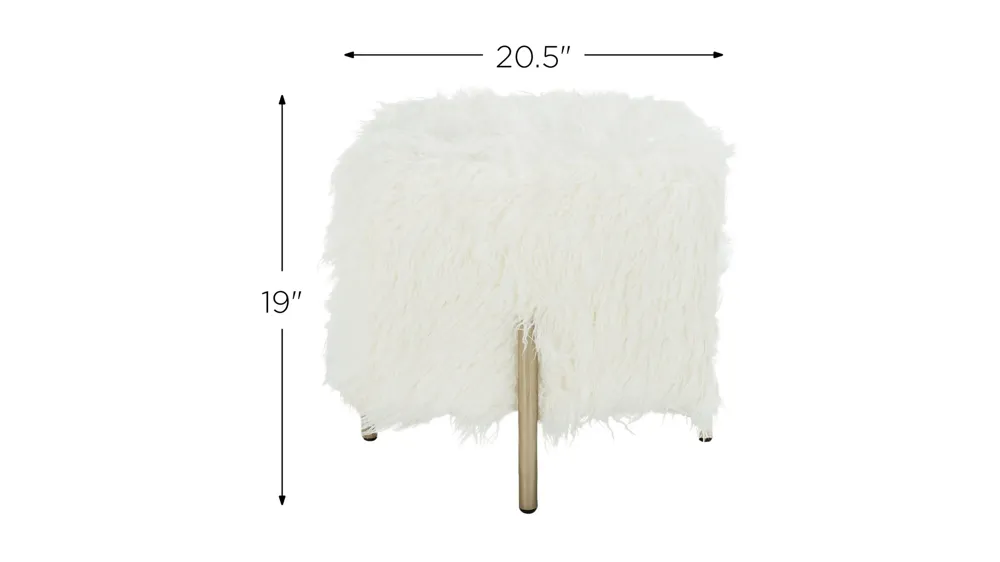 Fulton Faux Fur Square Ottoman Dimensions