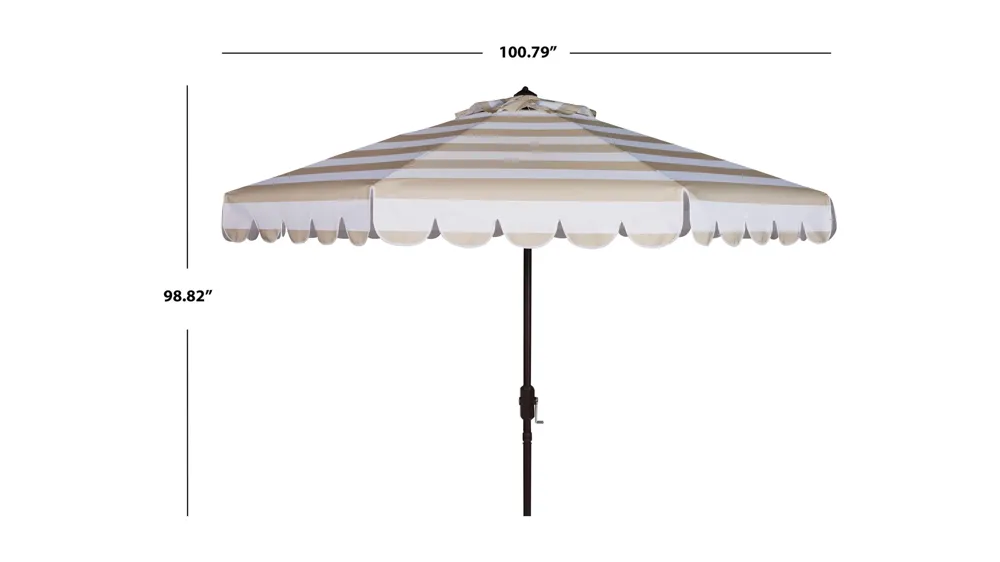 Muriel Single Scallop Striped 9 ft Crank Push Button Tilt Umbrella Dimensions
