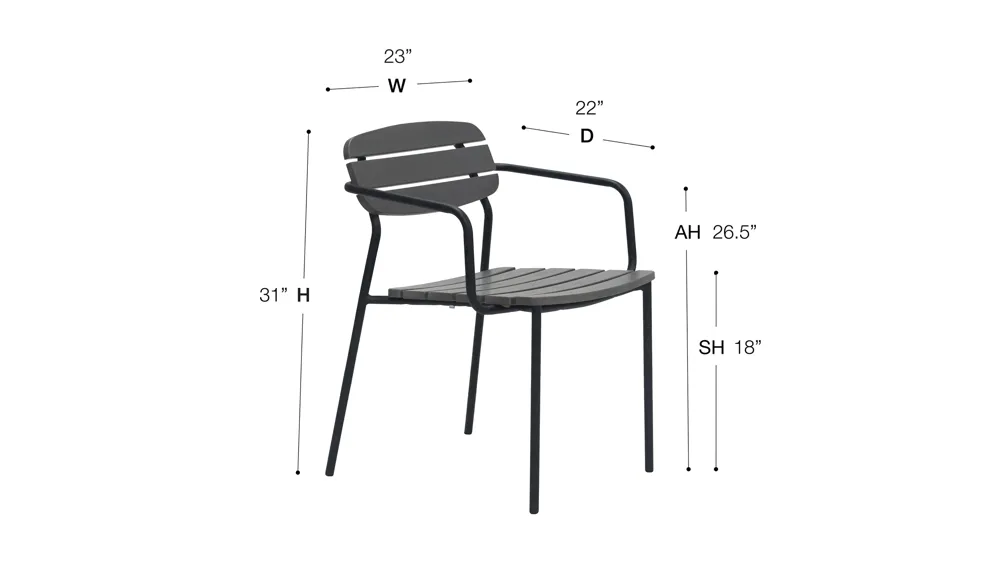 Kalmar Outdoor Armchair - Set of 2 Dimensions