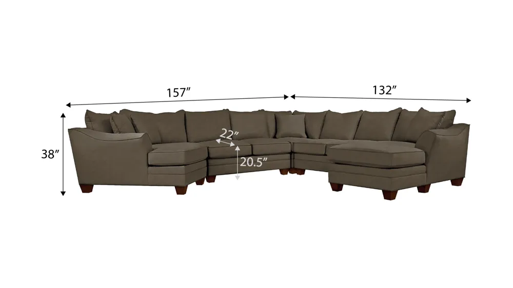 Foresthill 5-pc. Right Hand Facing Sectional Sofa Dimensions
