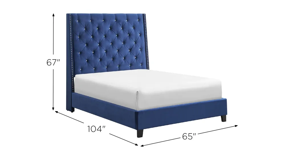Chant Upholstered Wingback Tufted Bed Dimensions