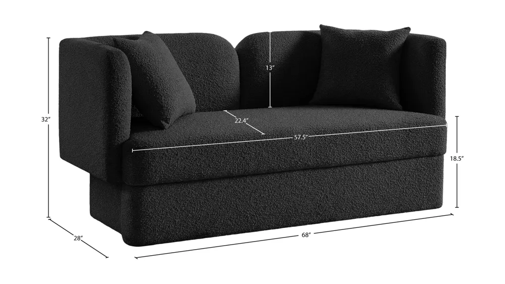 Marcel Boucle Fabric Loveseat Dimensions