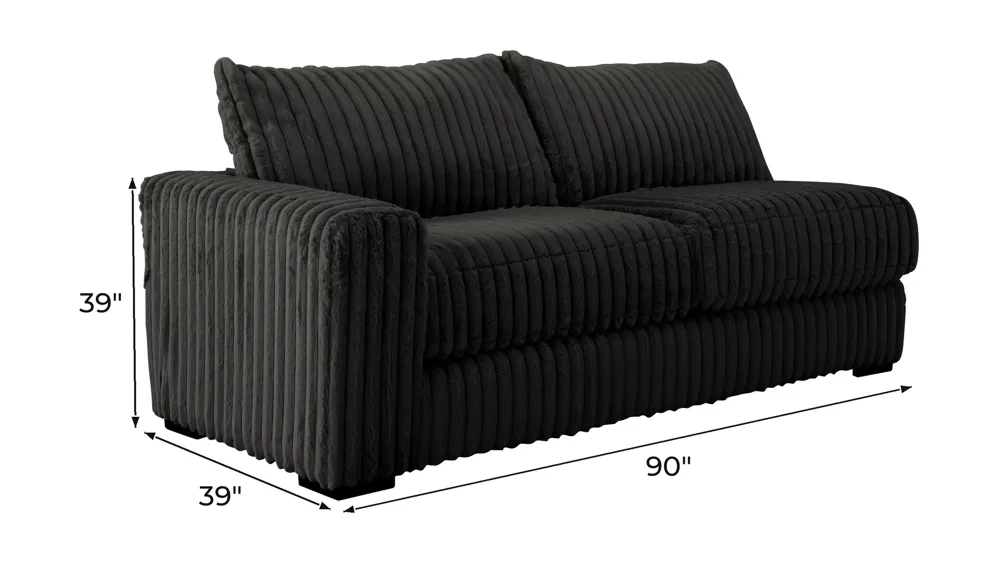 Onyx Moon Left Arm Facing Loveseat Dimensions