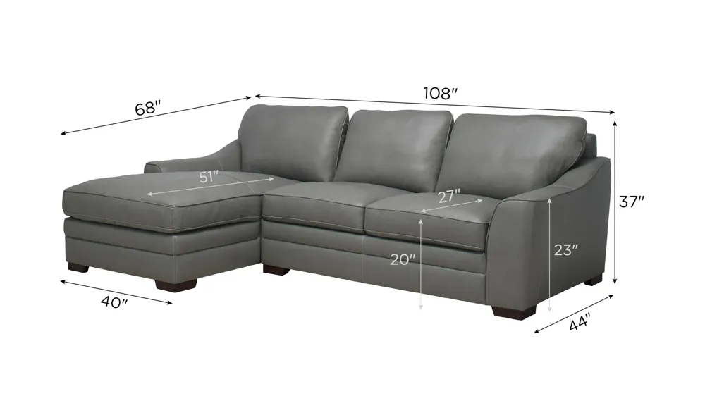 Dorian 2-pc. Sectional Dimensions