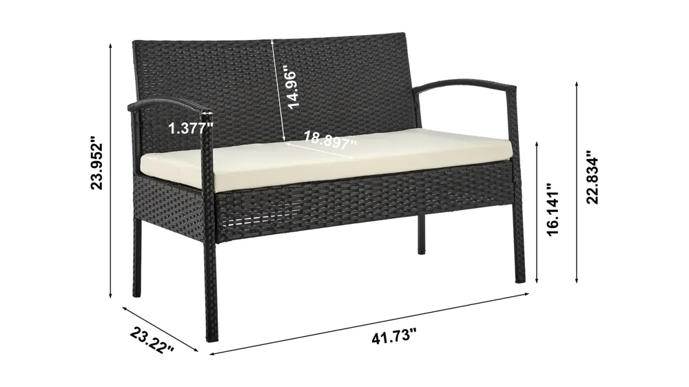 Noli 4 Pc Outdoor Patio Set Dimensions
