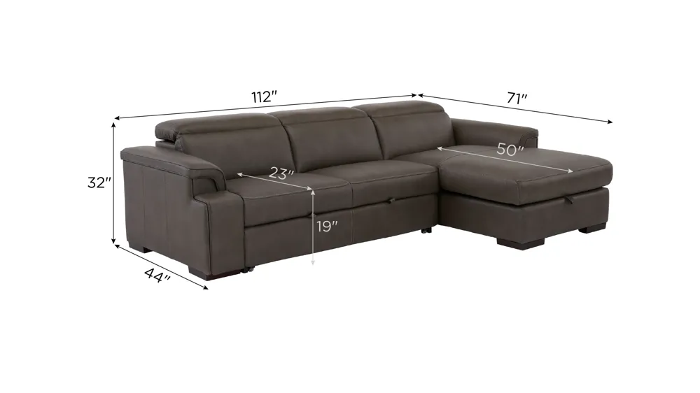 Orion 2-pc. Media Sleeper Sofa Chaise Dimensions