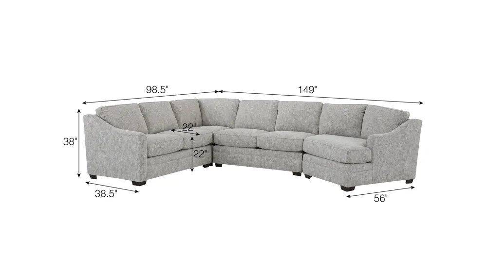 Fairhaven 4-pc. Sectional Dimensions