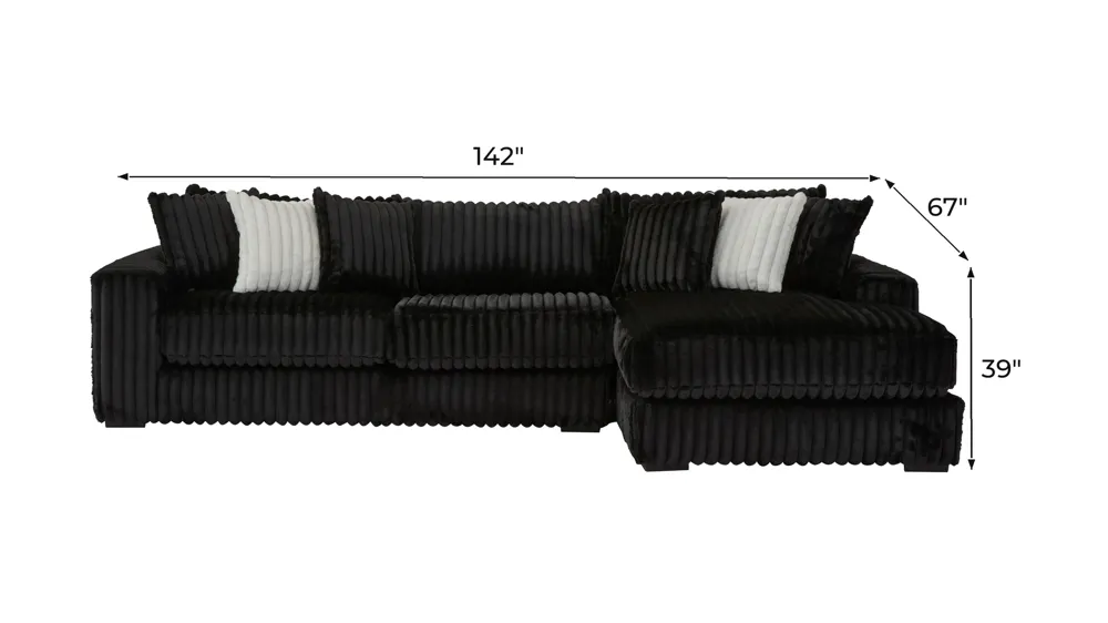 Onyx Moon 2-pc. Sofa Chaise Dimensions