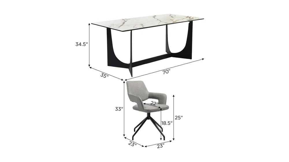 Esme Penny 7-pc. Dining Set Dimensions