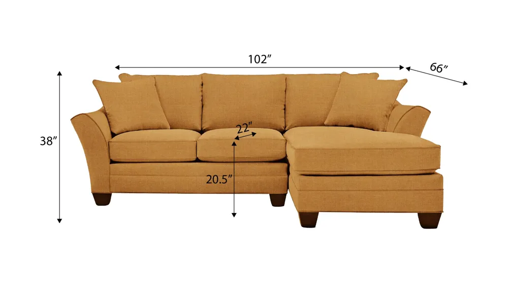 Foresthill 2-pc. Right Hand Chaise Sectional Sofa Dimensions