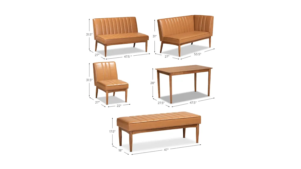Daymond 5-pc. Nook Dining Set Dimensions