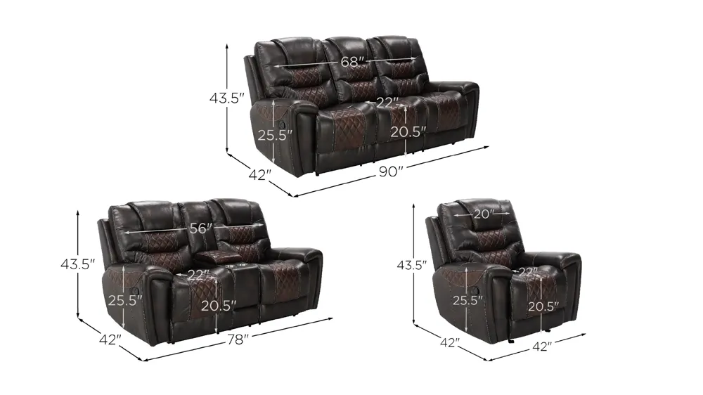Corrigan Living Room Set Dimensions