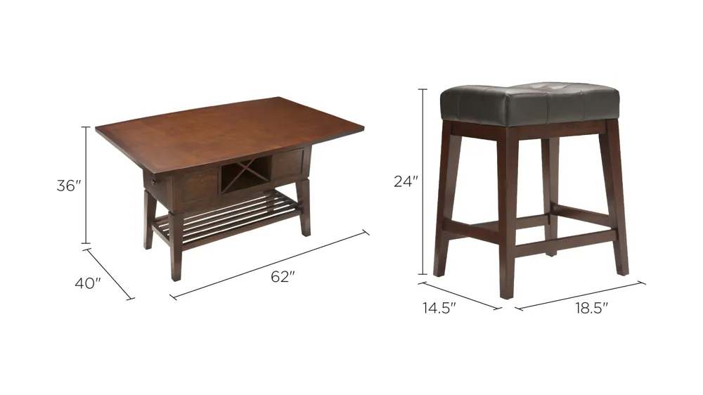 Danfield 5-pc. Counter-Height Dining Set Dimensions