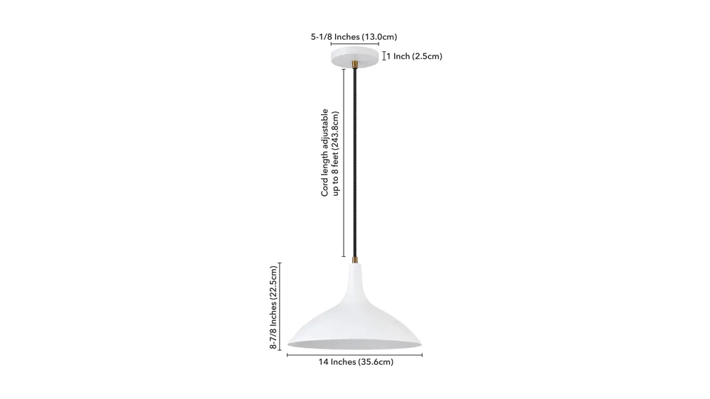 Emily Metal Pendant Dimensions