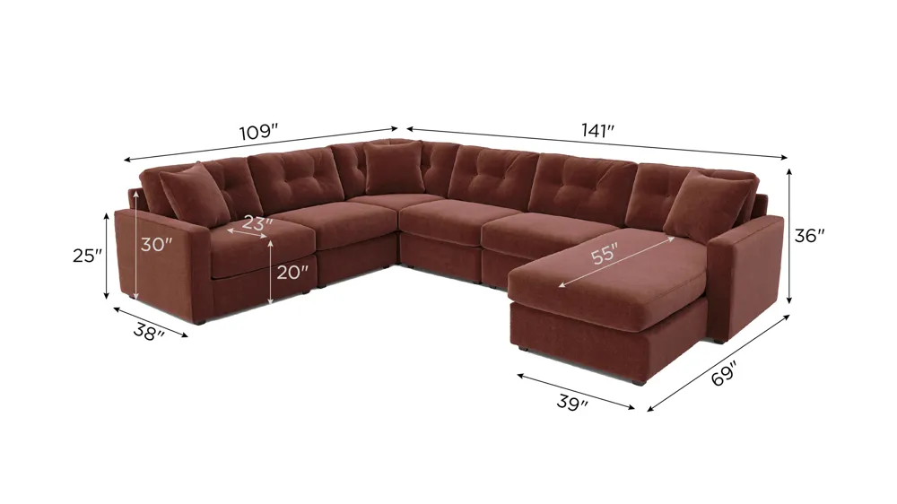 ModularOne 6-pc. Sectional Dimensions