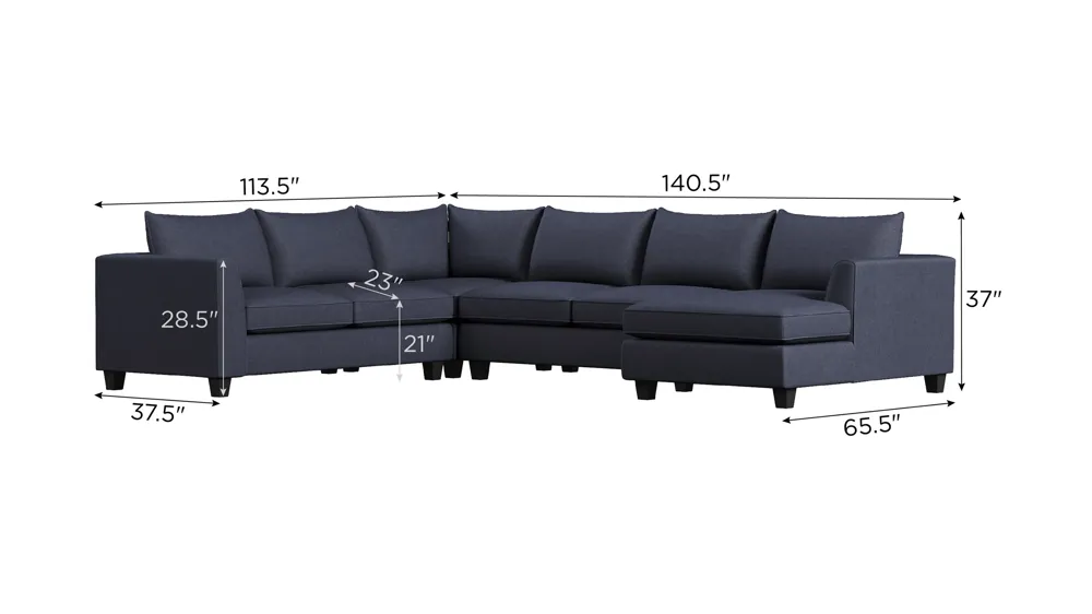 Daine 4-pc. Sectional Sofa Dimensions