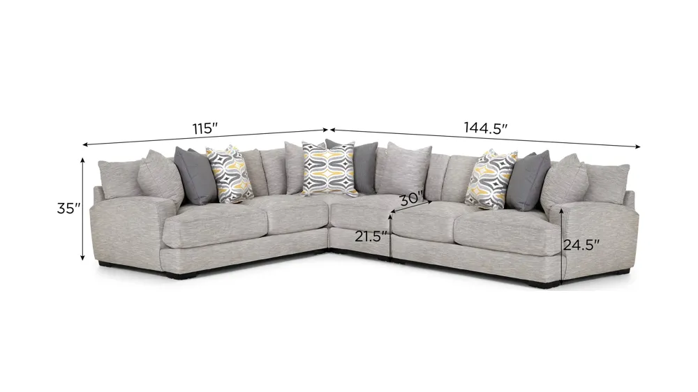 Carter 4-pc. Sectional Dimensions