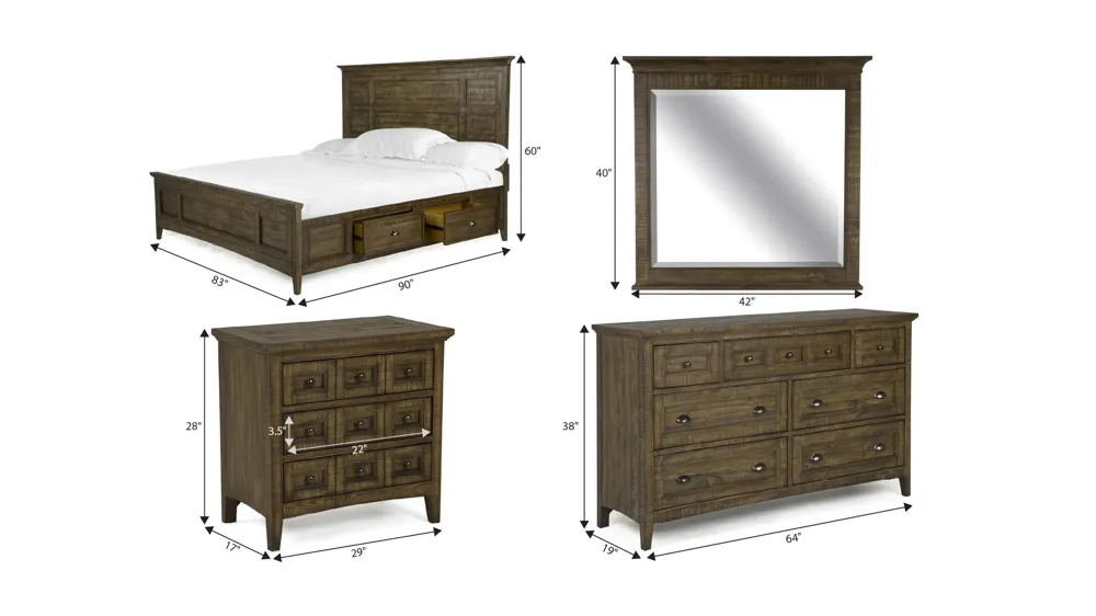 Ivy Ridge 4-pc. Platform Storage Bedroom Set Dimensions