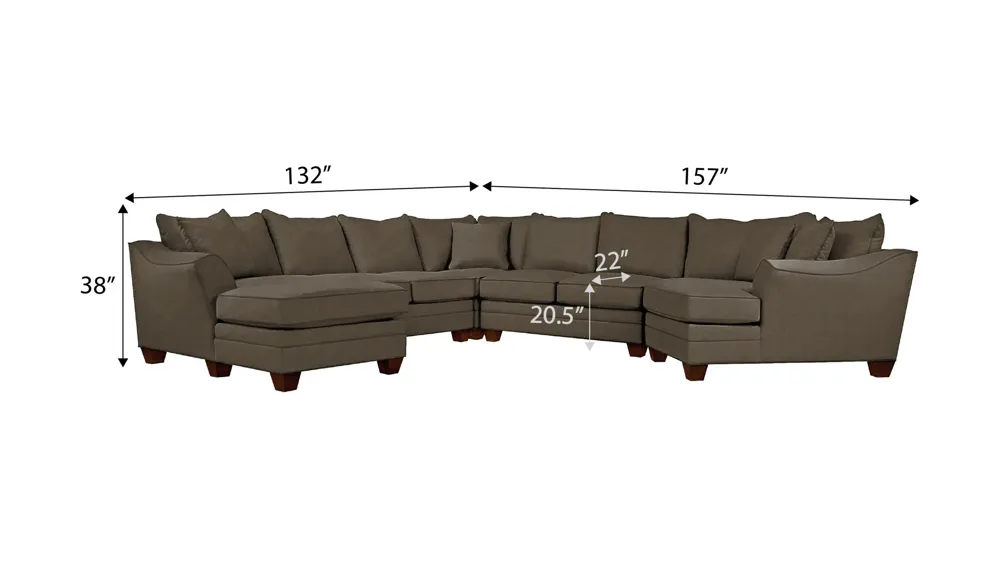 Foresthill 5-pc. Left Hand Facing Sectional Sofa Dimensions