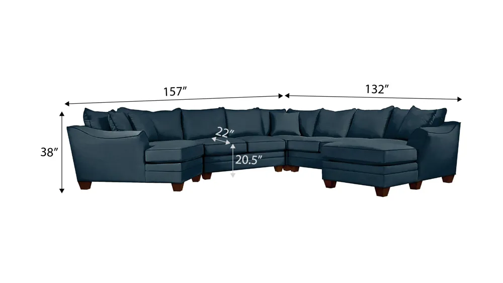 Foresthill 5-pc. Right Hand Facing Sectional Sofa Dimensions