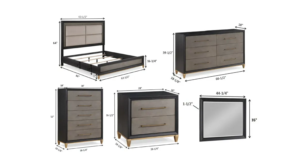 Payson 5-pc. Bedroom Set Dimensions